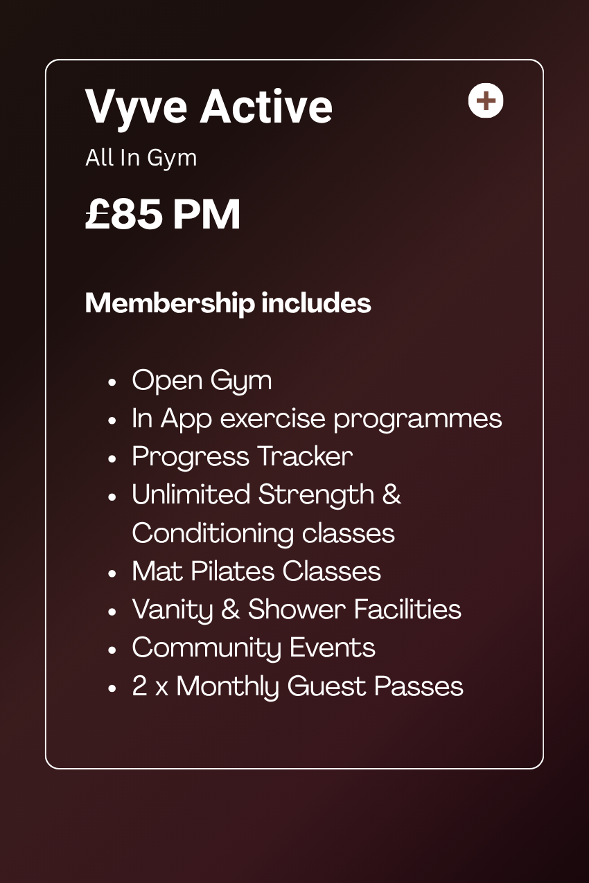 Vyve Active Membership Description Which Includes Open Gym, Coach Led Strength Classes, Mat Pilates And Much More for £75PM